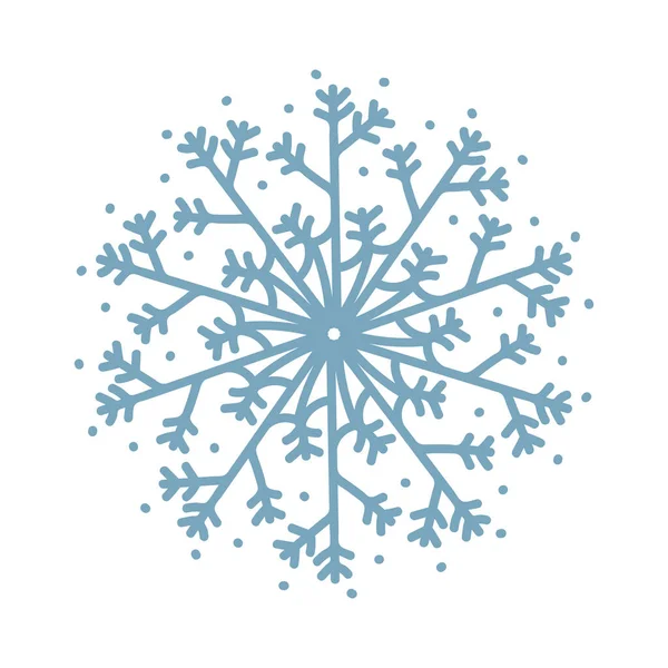Снежинка Икона Каракули Синий Белом Изолированы — стоковый вектор
