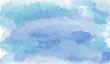 El boyası suluboya gökyüzü, bulutlar, soyut suluboya arkaplan, illüstrasyon