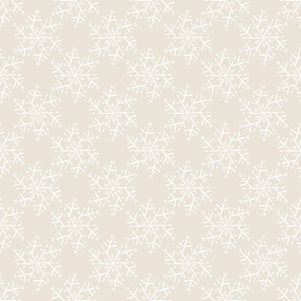 Modèle sans couture de flocons de neige sur fond beige doux — Image vectorielle