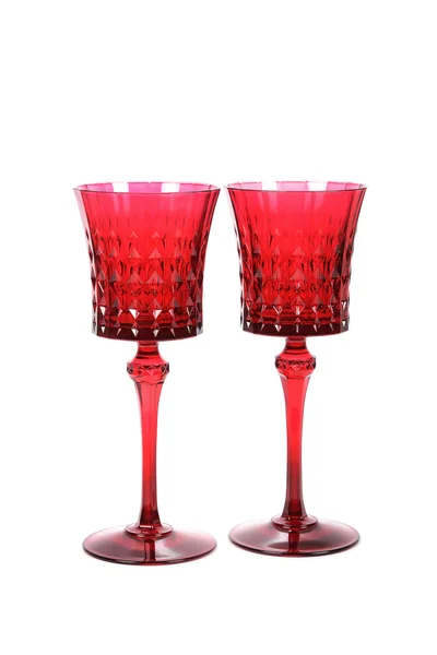 Ensemble de deux verres à vin rouge avec motif — Photo