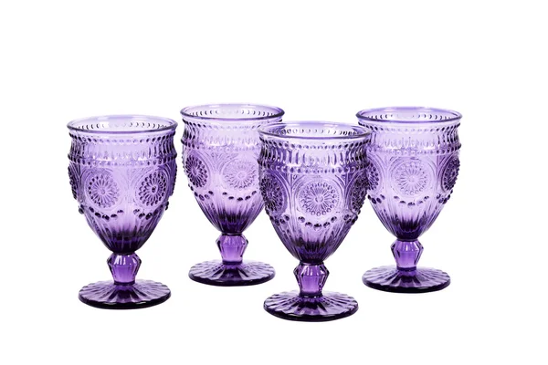 Joukko neljä violetti viinilasit kuvio — kuvapankkivalokuva