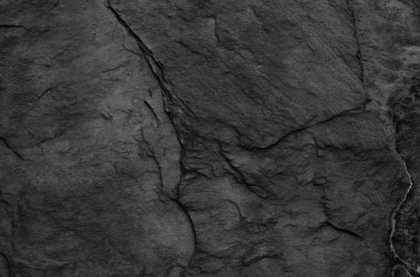 Siyah grunge geçmişi. Fotokopi alanı olan koyu gri taş arka plan. Kaya desenli siyah grunge pankartı. Çatlak yüzeyi olan kaya arkaplanı.