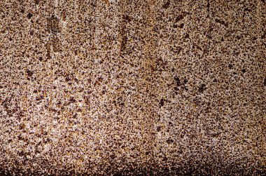 Duvar kağıdı dekoratif tasarımı için panoramik grunge paslı metal dokusu, pas ve oksitlenmiş metal arkaplan.