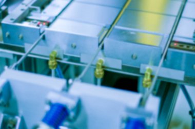 Duvar kağıdı dekoratif tasarımı için fabrika yarı iletken endüstrisinde bulanık arkaplan endüstriyel makine.