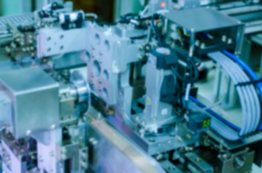 Duvar kağıdı dekoratif tasarımı için fabrika yarı iletken endüstrisinde bulanık arkaplan endüstriyel makine.