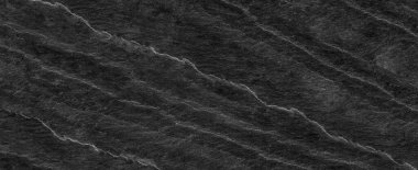 Panorama siyah kaplı mermer kaplama arka planda kopya alanı var. Kaya desenli siyah grunge bayrağı.