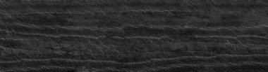 Panorama siyah kaplı mermer kaplama arka planda kopya alanı var. Kaya desenli siyah grunge bayrağı.