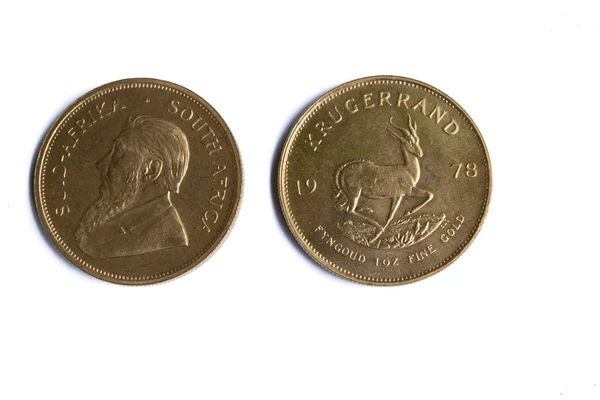 1 온스 금 괴 Krugerrand 동전 (머리와 꼬리) — 스톡 사진