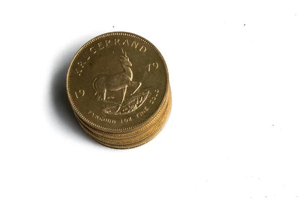 Στοίβα 1 ουγκιά χρυσού Krugerrand νομίσματα — Φωτογραφία Αρχείου