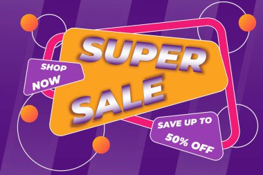 Süper Satış Bayrağı. Vektör illüstrasyonu.