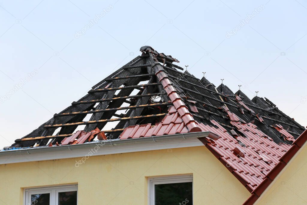 burned-out attic storey in a single-family house