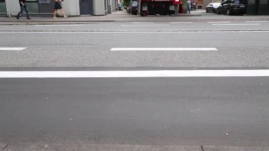 Kopenhag 'da bisiklet yolunda trafik vardı.