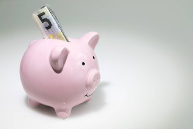Pembe bir kumbarada beş euro.