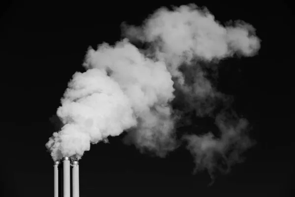 Выбросы Тепловой Электростанции Черно Белом Цвете — стоковое фото