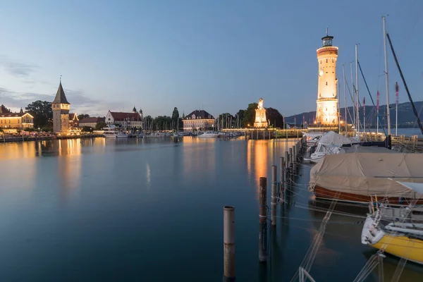 Hafen Lindau Der Abenddämmerung — Stockfoto