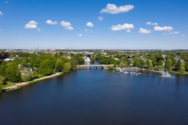 Letecký Pohled Vnější Jezero Alster — Stock fotografie