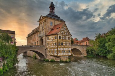 Akşamları eski belediye binası Bamberg