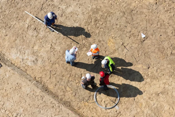 Aerial View Meeting Construction Site — Stock Photo, Image