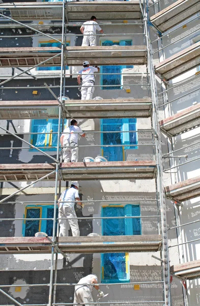 Pintor Andamios Haciendo Trabajos Aislamiento — Foto de Stock