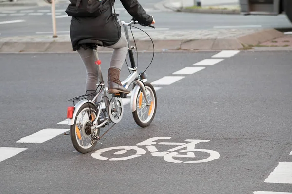 folding bike on cycle lane