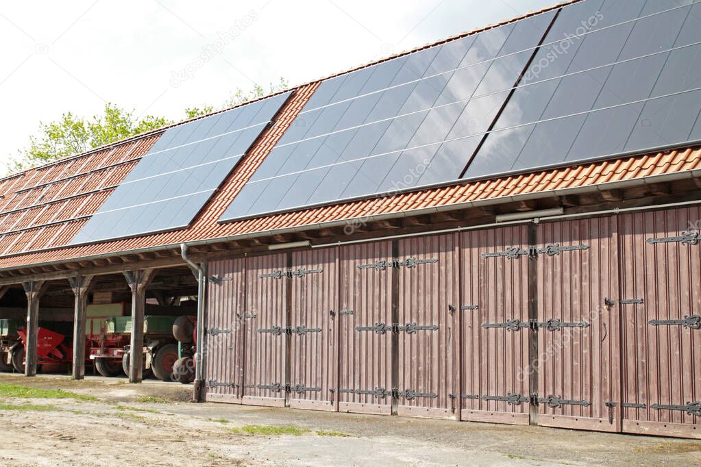 solar roof on a barn