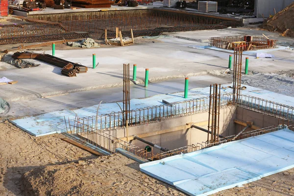 Blue Insulation Plates Base Construction Site — Stock Photo, Image