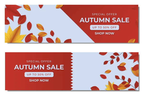 Autumn Sale Banners Set Premium Vector — Stock Vector