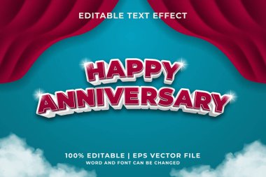 Mutlu Yıldönümleri düzenlenebilir metin efekti biçimi Premium Vektörü