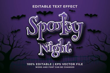 Ürkütücü Gece düzenlenebilir metin efekti şablon biçimi Premium Vektörü