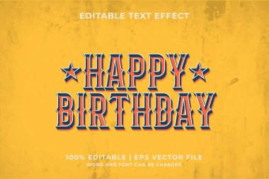 Mutlu Yıllar düzenlenebilir metin efekti şablonu retro biçimi Premium Vektörü