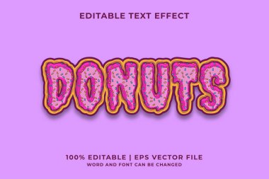 Düzenlenebilir metin efekti - Donutlar erimiş çizgi film şablon biçimi premium vektörü