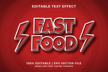 Düzenlenebilir metin efekti - Fast Food 3d şablon biçimi premium vektörü