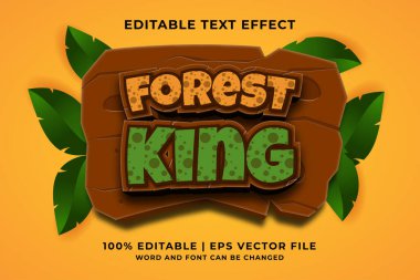 Düzenlenebilir metin efekti - Forest King 3d şablon biçimi premium vektörü