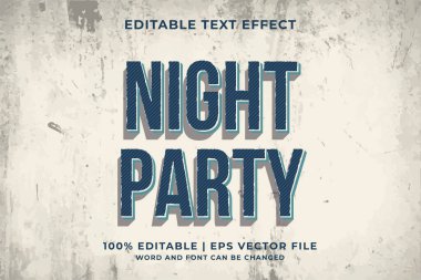 Düzenlenebilir metin efekti - Gece Partisi eski biçim premium vektörü