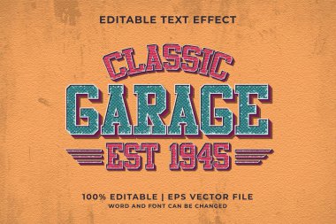 Düzenlenebilir metin efekti - Klasik Garaj şablonu retro biçim premium vektörü