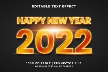 Düzenlenebilir metin efekti - Mutlu yıllar 2022 şablon biçimi premium vektörü