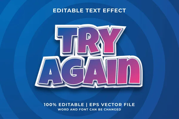 Editable Text Effect Try Again Template Style Premium Vector — Stock Vector