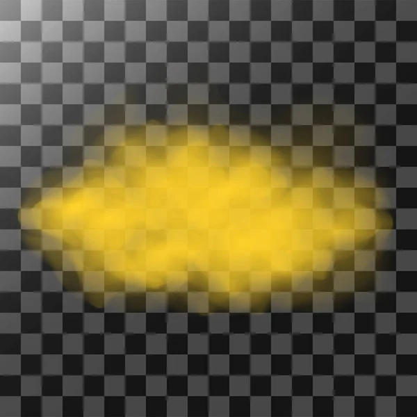 Una nube de humo amarillo o gas. Ilustración vectorial, aislada sobre fondo transparente. — Vector de stock