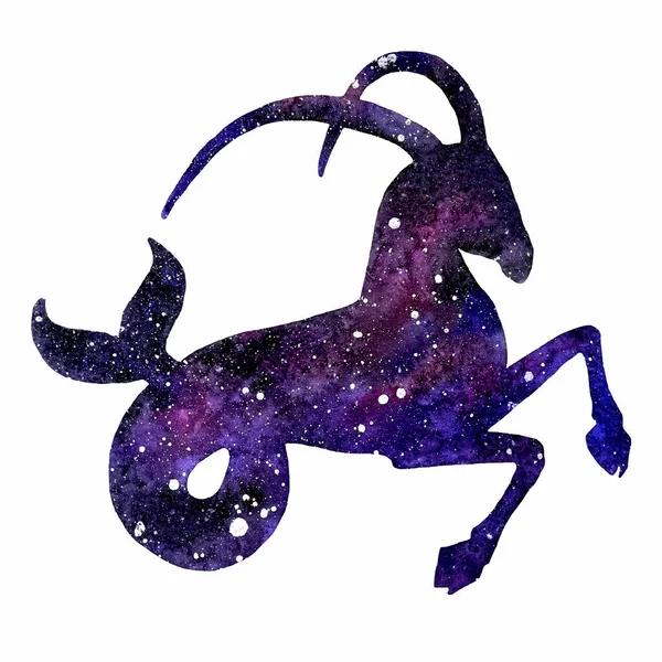 Akvarell konst tecken på zodiaken. Stenbock — Stockfoto