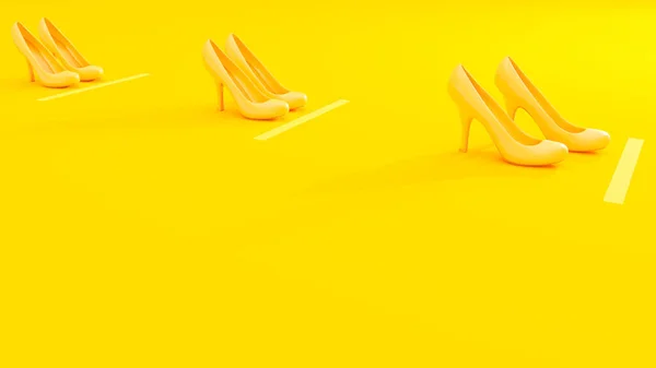 Chaussures Talons Hauts Jaunes Avec Ligne Séparée Moins Mètre Nouveau — Photo