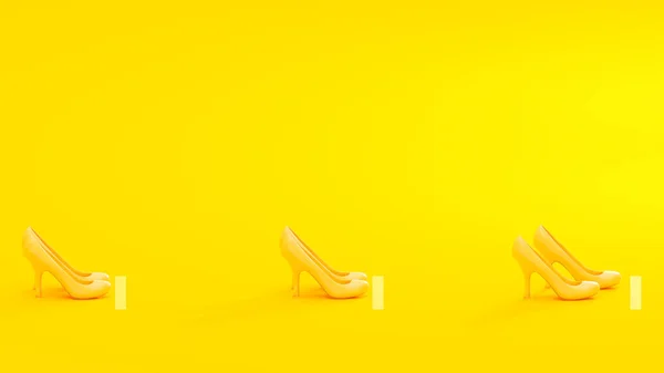 Chaussures Talons Hauts Jaunes Avec Ligne Séparée Moins Mètre Nouveau — Photo