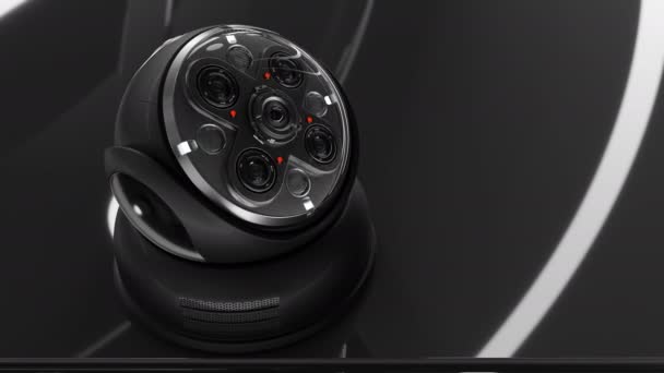 Futuristische bewakingscamera met bewegingssensor. — Stockvideo