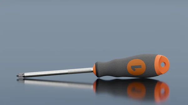Screwdriver Orange Color Gray Background Clipping Path Copy Space Your — Stock Photo, Image