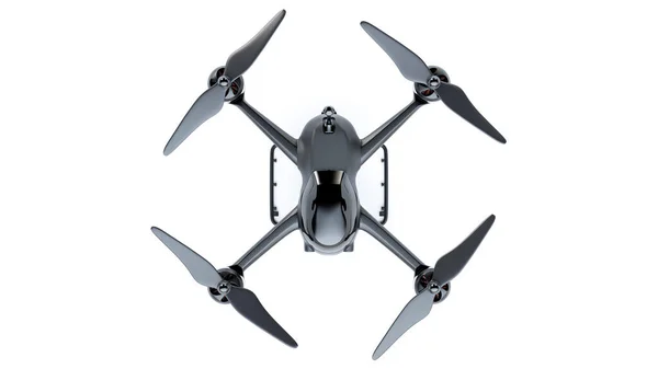 Black Drone Isolado Fundo Branco Caminho Recorte Render — Fotografia de Stock