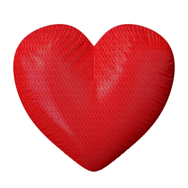 Красное Сердце Грубой Ткани Белом Фоне Путь Обрезки Render — стоковое фото