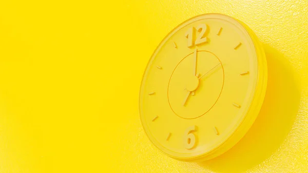 Reloj Amarillo Espacio Copia Para Texto Casi Mediodía Concepto Idea — Foto de Stock