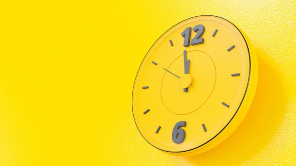 Reloj Amarillo Espacio Copia Para Texto Casi Mediodía Concepto Idea — Foto de Stock