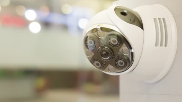 Moderne Beveiligingscamera Met Bewegingssensor Surveillance Science Lab Achtergrond Concept Render — Stockvideo
