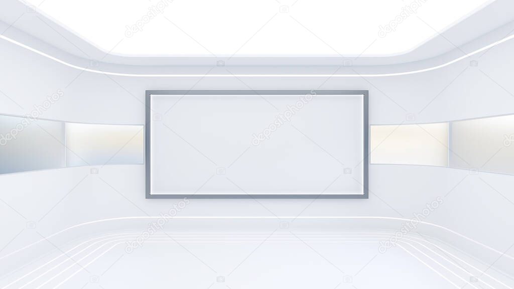 White empty room for text or advertising banners. 3D Rendre.