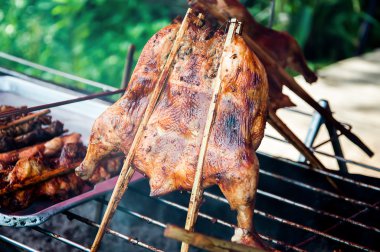 Tavuk eti şiş üzerinde